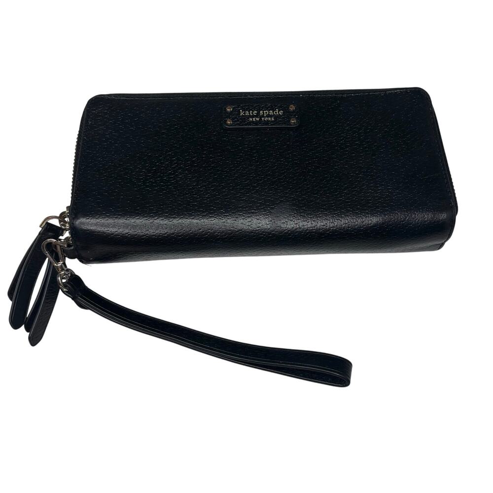 Kate Spade Black Leather Double Zip Wallet Wristlet